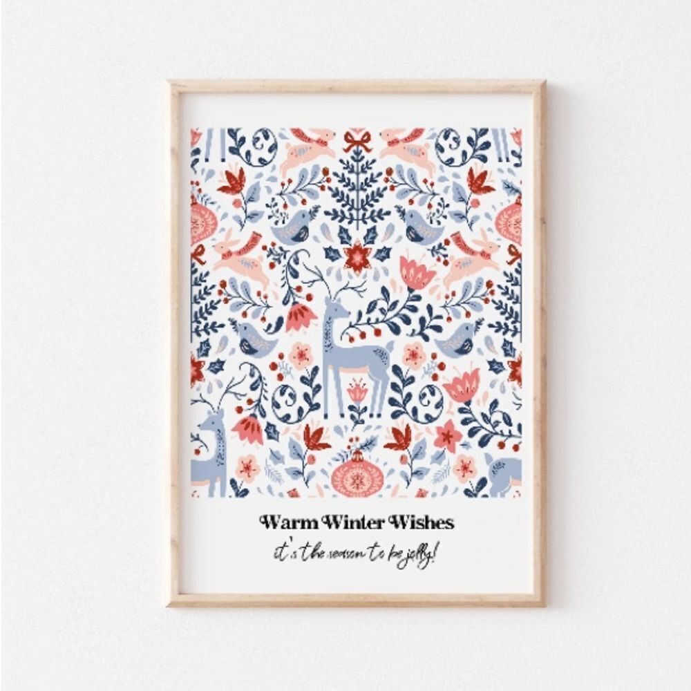 Nordic Christmas Reindeer Print